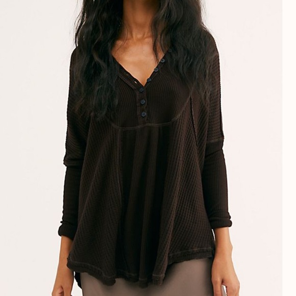 Free People Tops - NWT [Free People] Henley Thermal Brown Size XS